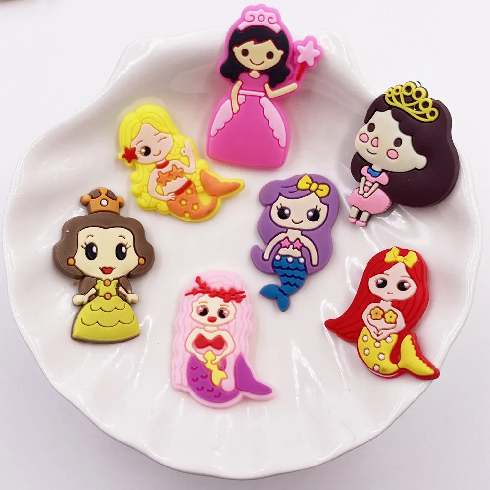 20PCS Colorful PVC Soft Material Printed Cartoon Princess Patches For DIY Bags Shoes Clothes Applique  Accessories Crafts