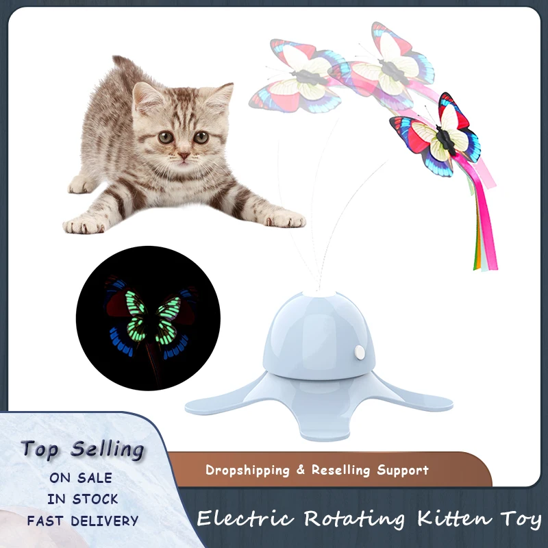 Cat Toys Funny Exercise toy Electric Rotating Kitten Toys  with Butterfly Boring Interactive Pet Smart Automatic Interactive Toy