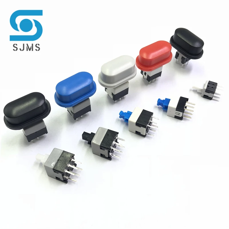 10PCS Tactile Push Button Switch Self Locking 5.8*5.8MM 7*7MM 8*8MM 8.5*8.5MM Reset Micro Switch + (10PCS A05 Tact Cap)