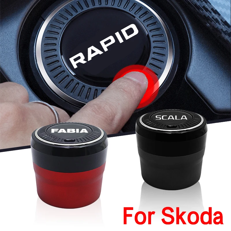 Car accessories ashtray Button open style LED Stainless For skoda FABIA KAMIQ KAROQ KODIAQ OCTAVIA 3 2 a5 a7 RAPID SCALA SUPERB