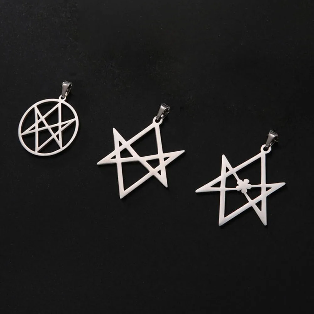 EUEAVAN 5pcs Unicursal Hexagram Charm Pendant for Necklace Thelema Sacred Amulet DIY Stainless Steel Jewelry Making Accessories