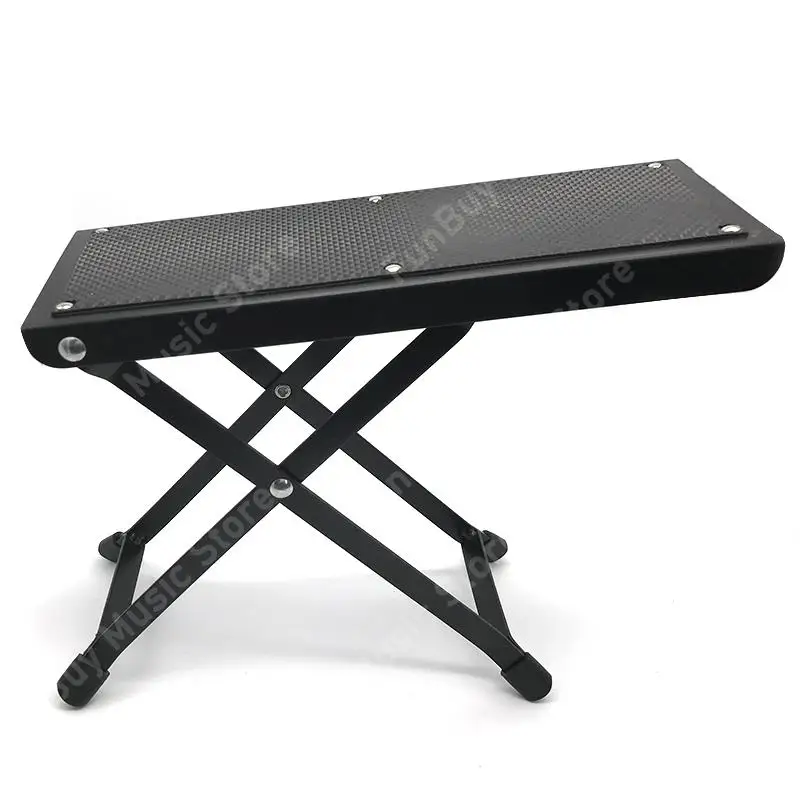 Guitar Footstool Pedal Metal Footboard Height Adjustable Anti-Slip Pad Instrument Play Foot Rest Stand Foldable Guitar Footrest