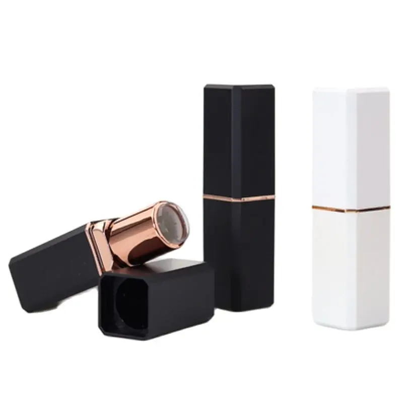 

New Arrival 12.1mm Lip Balm Bottle White Black Empty Plastic Square Portable Lipstick Tube Cosmetic Packaging Container 30Pieces