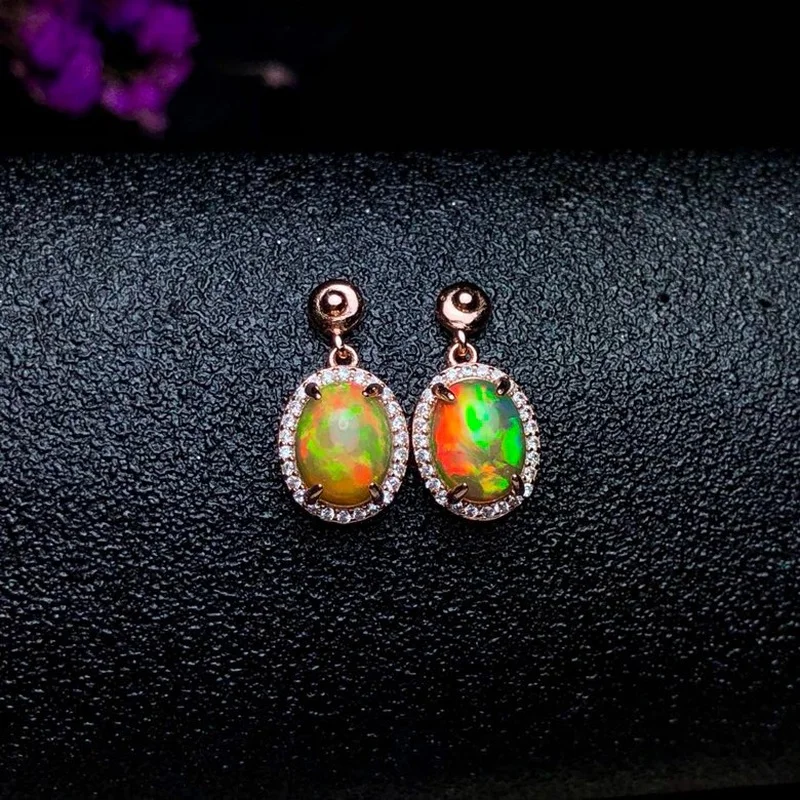 Natural Opal Earring with 925 Silver Earrings for Women 7*9mm with Beautiful Color