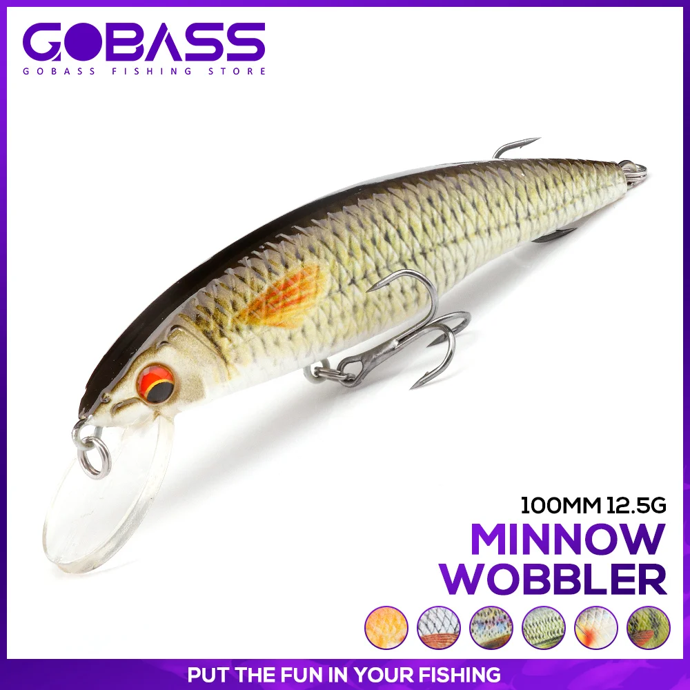 GOBASS 1PCS Crank Wobblers Crankbait Fishing Lure 100mm 12.5g Pesca Artificial Fishing Tackle Hard Baits Japan Minnow Swimbait