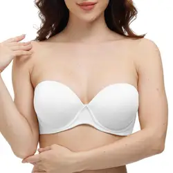 White Push Up Bras Strapless Adjusted Convertible Straps Women Sexy Bra Underwire 30 32 34 36 38 40 42 44 A B C D DD E DDD F Cup