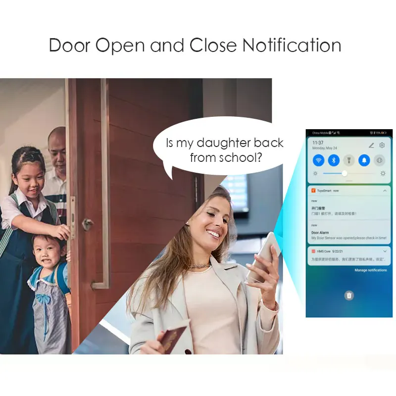 Tuya casa inteligente wi fi porta sensor aberto/fechado detectores compatível alexa inteligente vida aplicativo notificação de segurança para casa