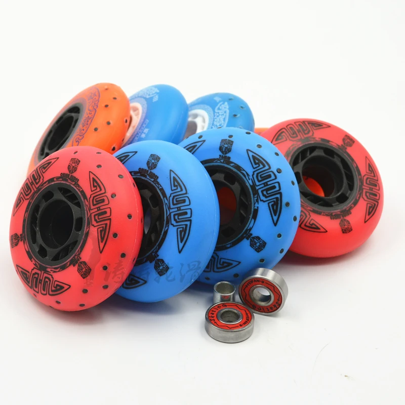 4pcs 90A Slide King Inline Skates Wheel with Red Blue 72 76 80 Roller Rodas 90 Duro 80mm Skating 52 Firestone Flint Spark ILQ-9