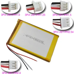 3.7V 10000mAh 37Wh Thermistor 3-Wires Li Lithium Battery 1070105 JST 3Pin 1.0/ 1.25/ 1.5 /2.0/ 2.54mm For GPS E-book Tablet PC