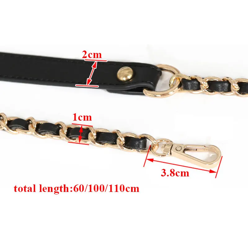 60cm/100cm/110cm Shoulder Bag Chain Metal Chain Braided Bag Accessories PU Leather Bag Strap For Handbag DIY Replacement Belt