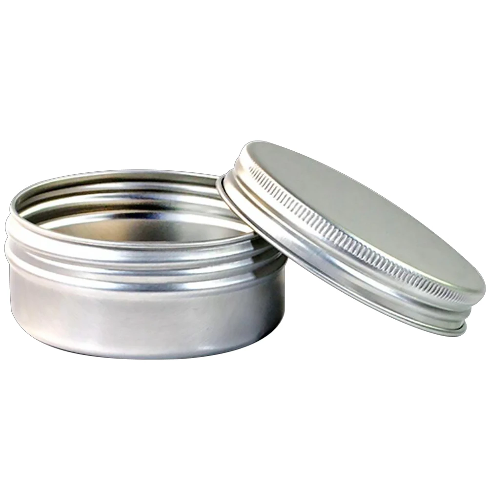 50/100Ml Silver Color Aluminum Tin Jars Metal Empty Storage Box Refillable Bottle Screw Top Cosmetic Storage