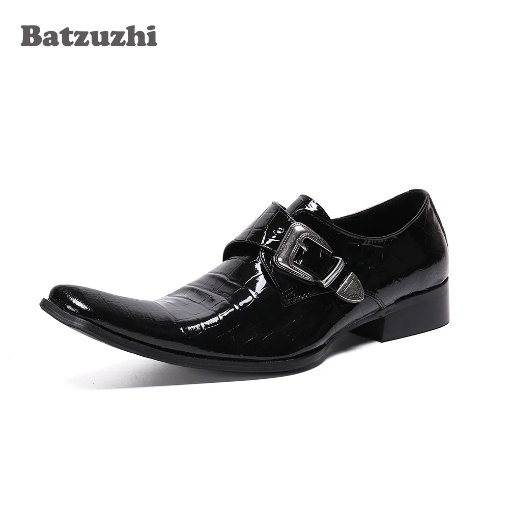 

Batzuzhi Luxury Handmade Men Shoes Formal Leather Dress Shoes Buckle Business Leather Shoes Black zapatos de hombre, Big Size 12