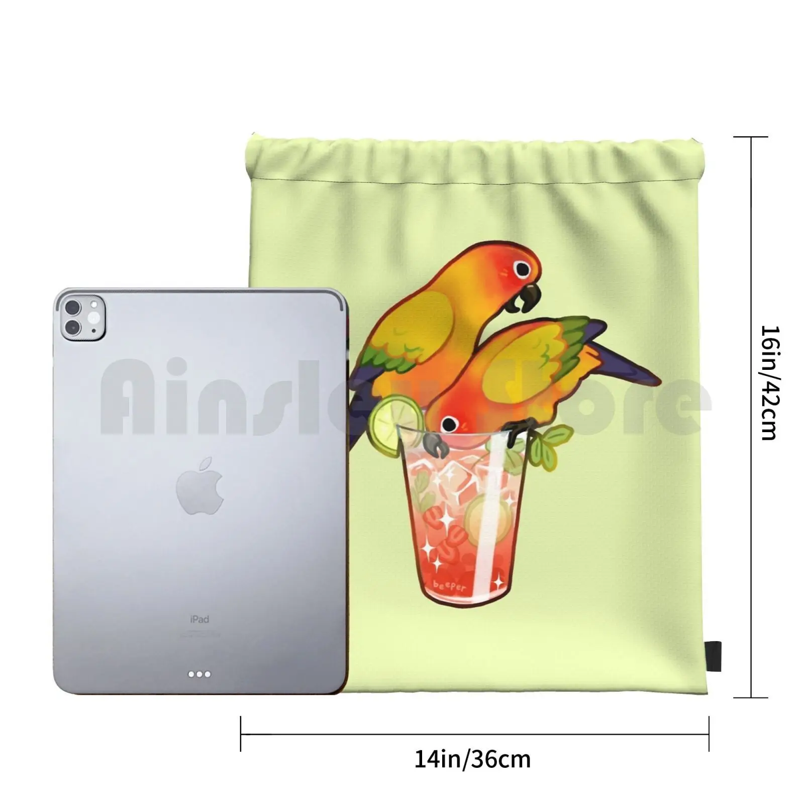 حقيبة ظهر برباط من Sun Cocktail حقيبة رياضية مقاومة للماء من Sunconure Conure Sun Cocktail Parrots فراولة فاكهة الليمون
