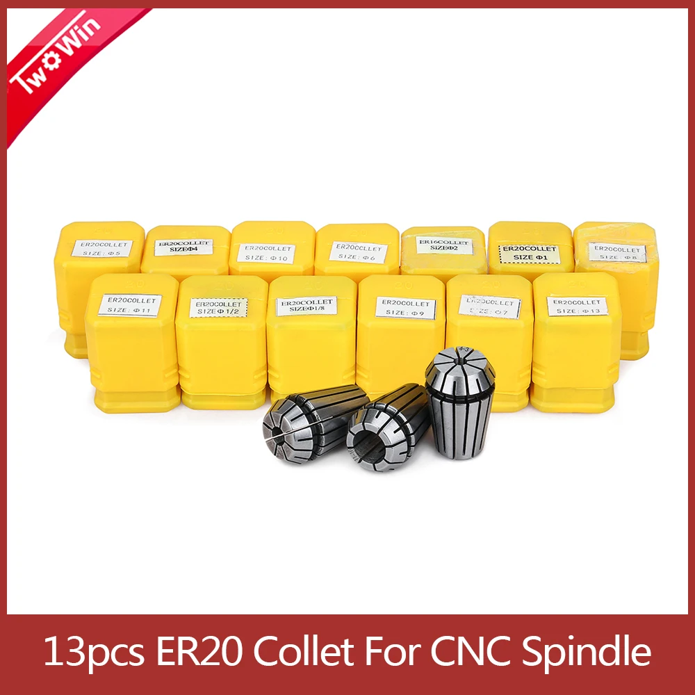 13PCS ER20 Collet Set 1-13MM ER20 Collet Holder For CNC Engraving Machine Lathe Mill Tool