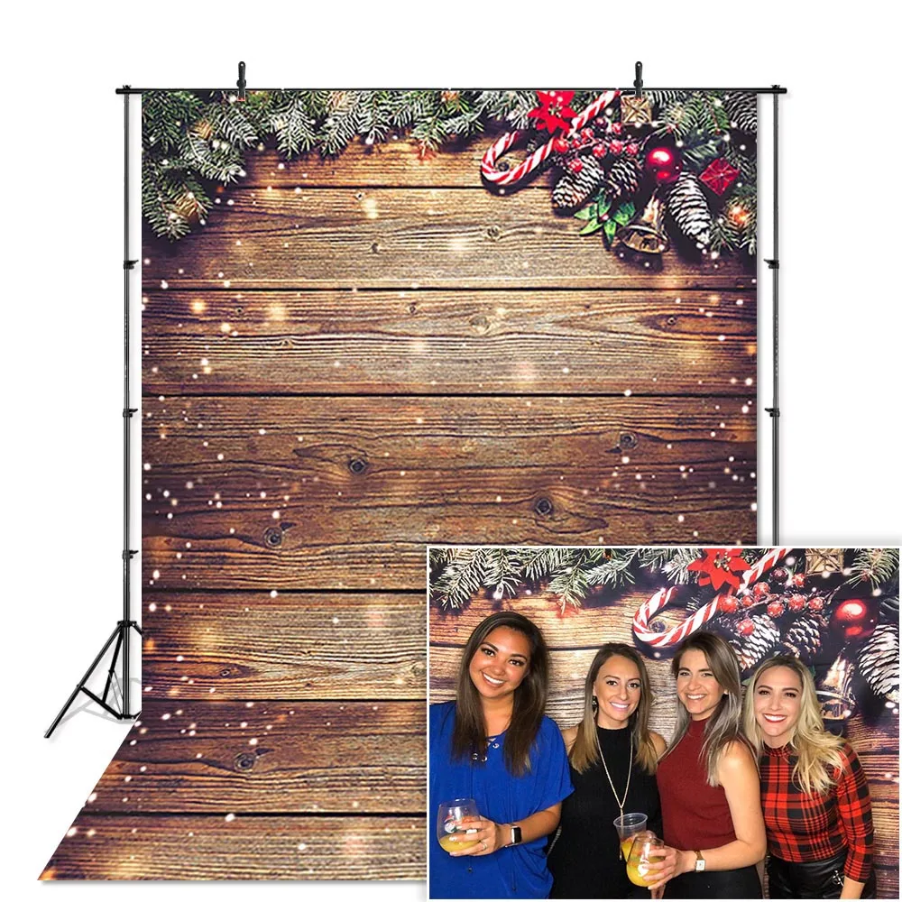 Christmas Wood Wall Backdrop Xmas Snowflake Rustic Wooden Floor Portrait Photography Background Photo Studio Photoshoot Props