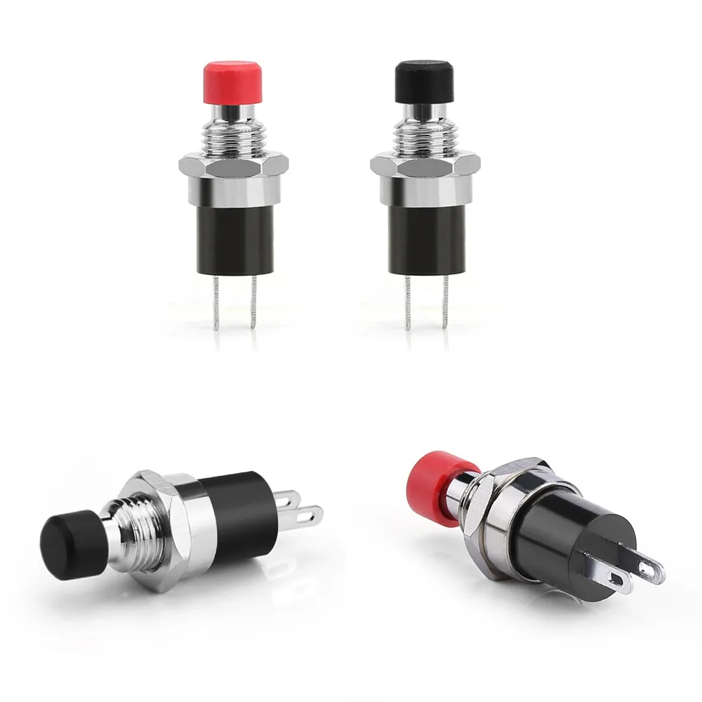 MINI 7mm IP67 Push Button SPST Latching N/O OFF-ON Switch Red/Black For Car/Boat