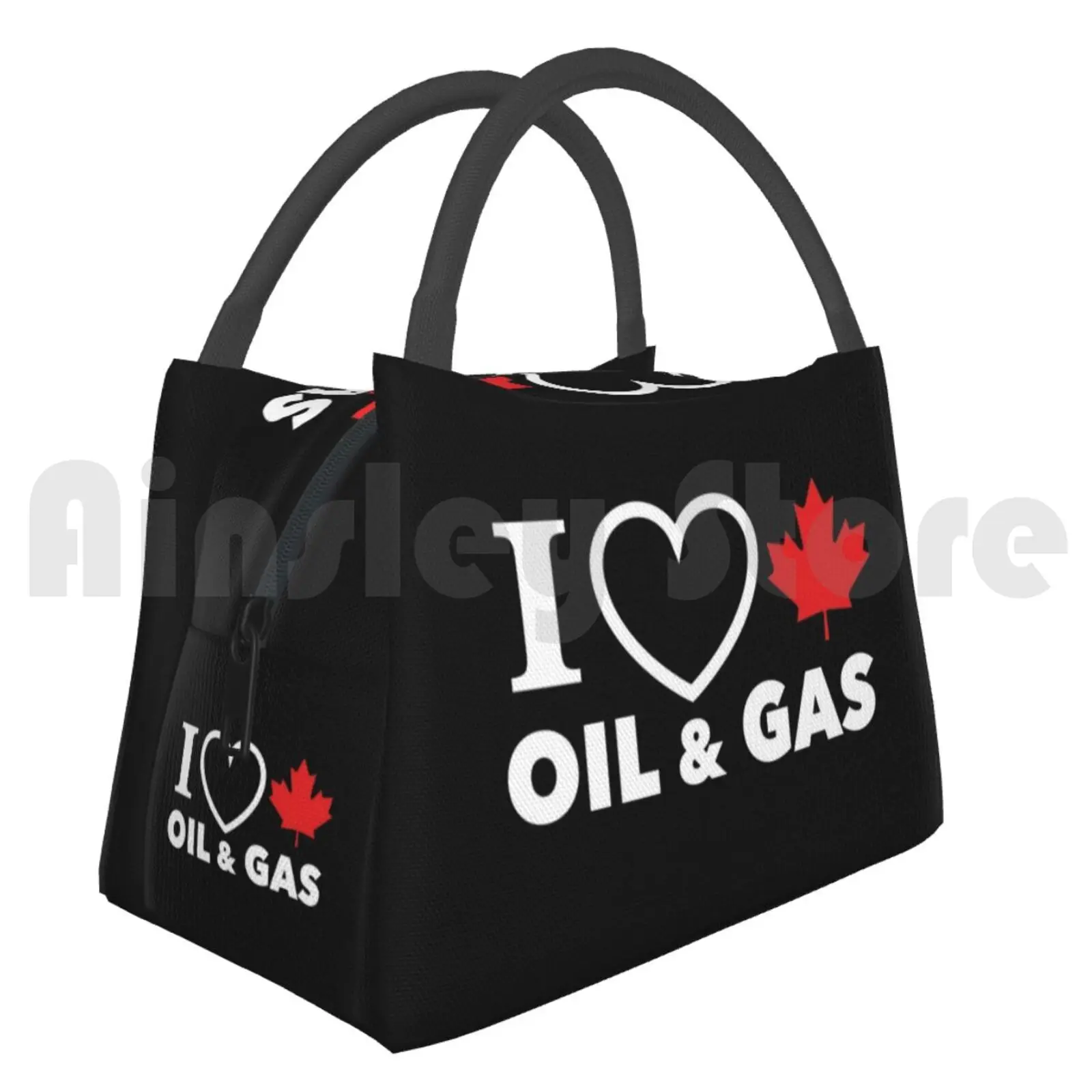 

Сумка-холодильник для обеда Сумка для пикника I Love Canadian Oil And Gas Красное сердце и кленовый лист Альберта Pipelines Черный фон Mcga Hd