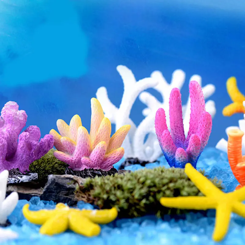 Cute Artificial Coral Gifts Mini Resin Colorful Small Ornaments DIY Aquarium Decor Fish Tank Decoration Colorful Resin Coral new