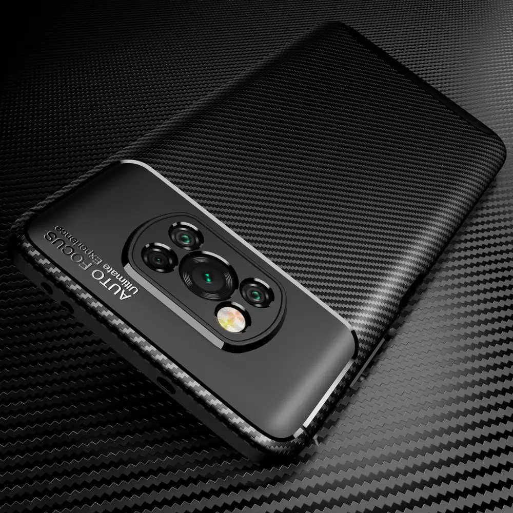 For Xiaomi Pocophone Poco X3 NFC Case Soft Silicone Carbon fiber skin Protective Back Cover Case for xiaomi poco M3 X3 Pro shell