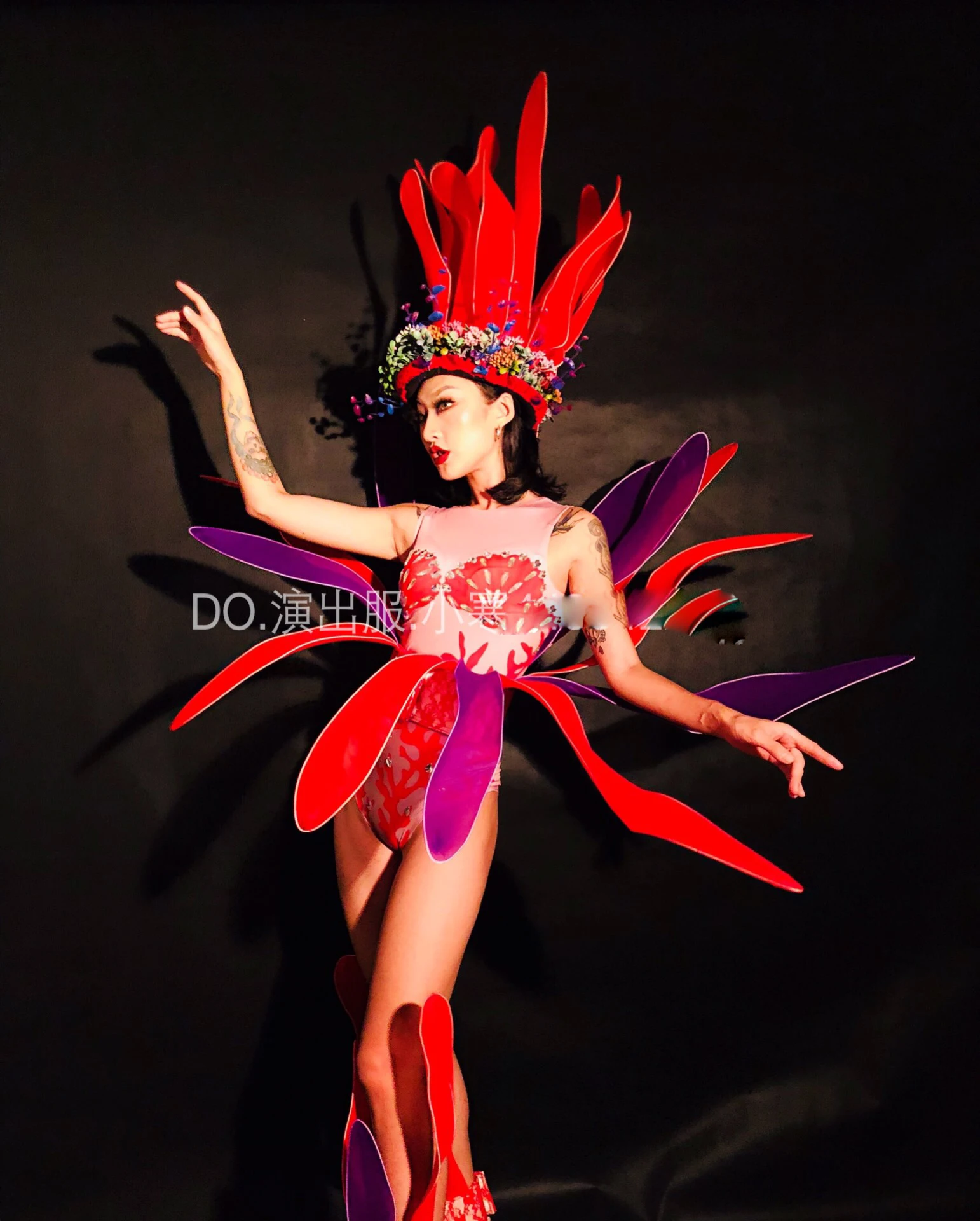 New Year Ocean Series Red Coral GOGO Nightclub Costume club bar women stage dance team wear