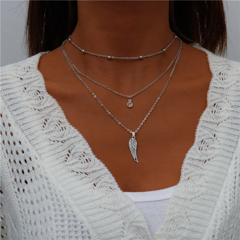 Tenande Bohemian Mehrschichtige Halskette für Frauen Vintage Wassertropfen Münze Stern Mond Anhänger Halskette Geometrisches Collier Collares – Detail 18