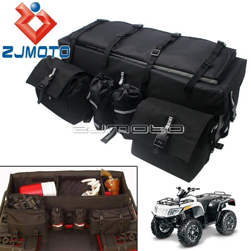 

1Set Black UTV ATV Rear Seat Shelf Bag Mountain Bike Snowmobile Bag Wrap Around Luggage Back Waterproof Outdoor Carrier Bags