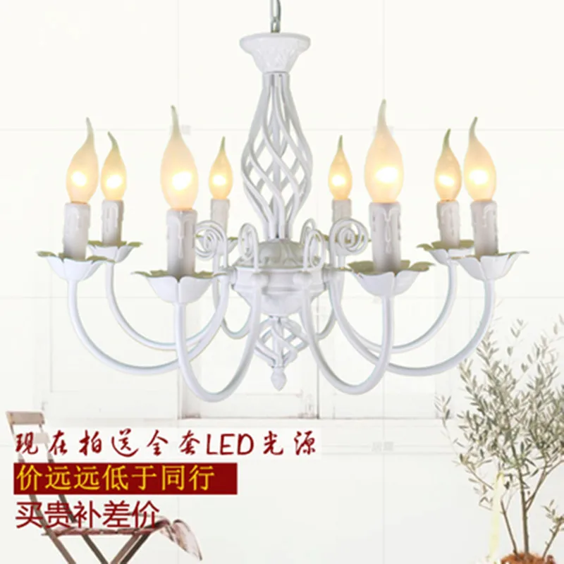 American wrought iron chandelier candle light retro restaurant light cafe bedroom study light European interior decoration light