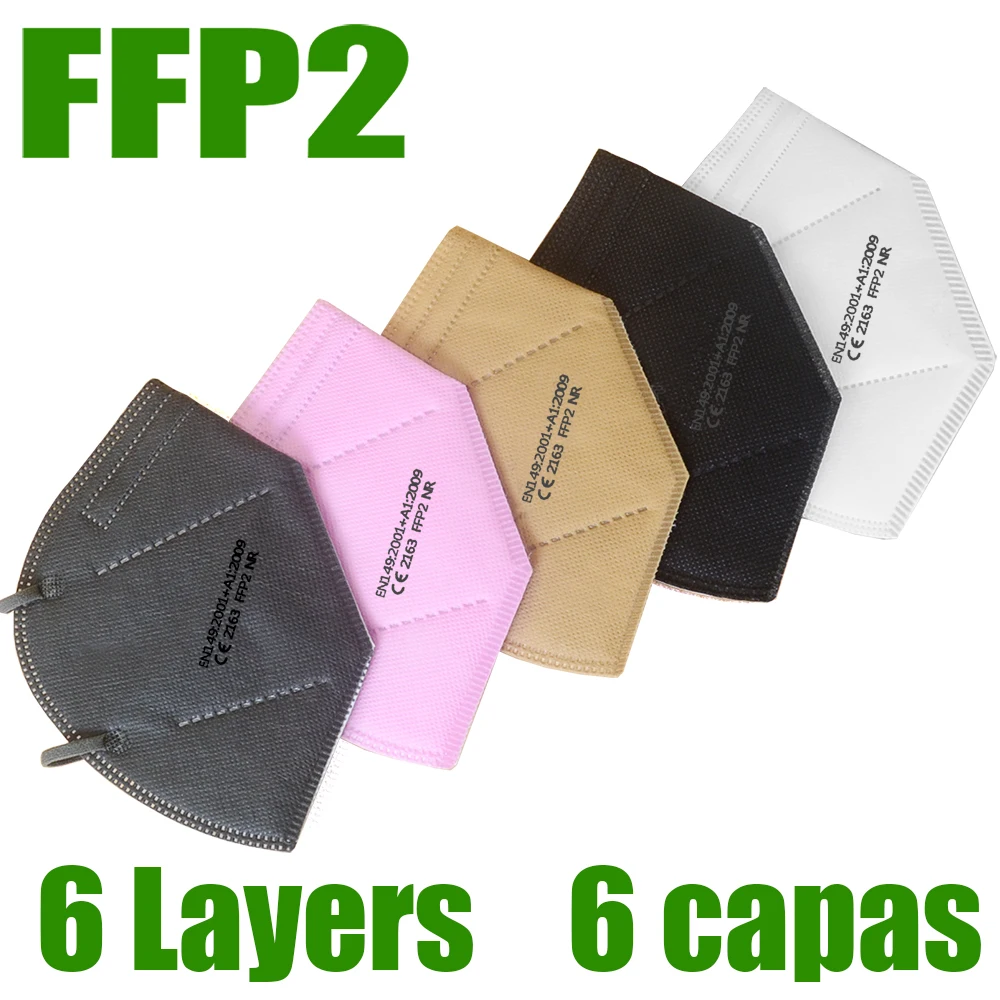 

10-200 pieces ffp2 face mask 6 layer filter dust port PM2.5 mascarillas fpp2 protection health CE mask fast delivery