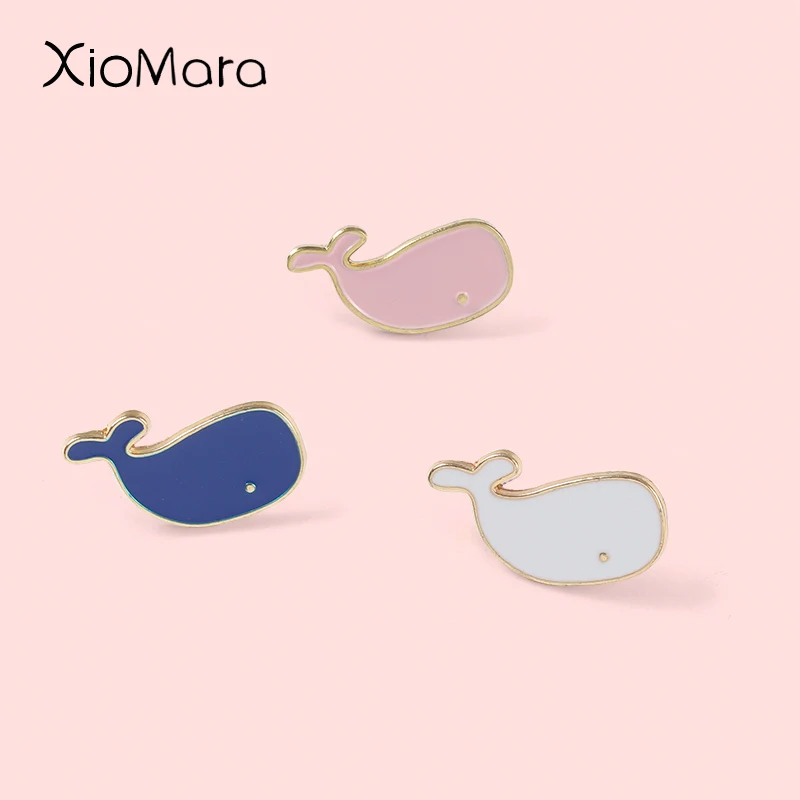 Simplicity Dolphin Enamel Pins Custom White Pink Lovely Sea Animals Brooch Bag Hat Lapel Badge Anniversary Jewelry Gift For Kids