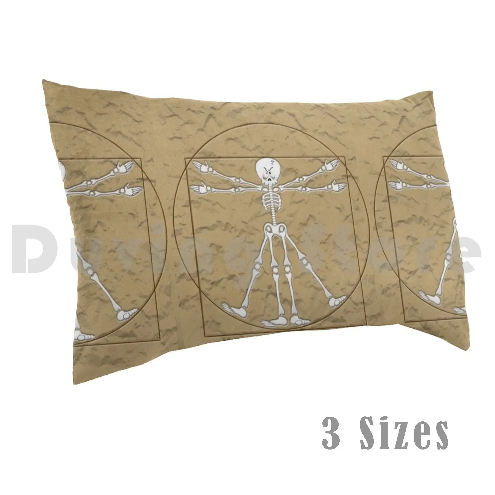 Vitruvian Man Skeleton CartoonPillow case Skeleton Vitruvian Man Vitruvian Skeleton Man Humor