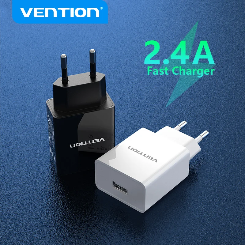 Vention 5V 2.4A USB Charger EU Plug Fast Wall Charger for Samsung S10 S9 Xiaomi iPhone Xs 11 8 7 Max Huawei Mobile Phone Charger