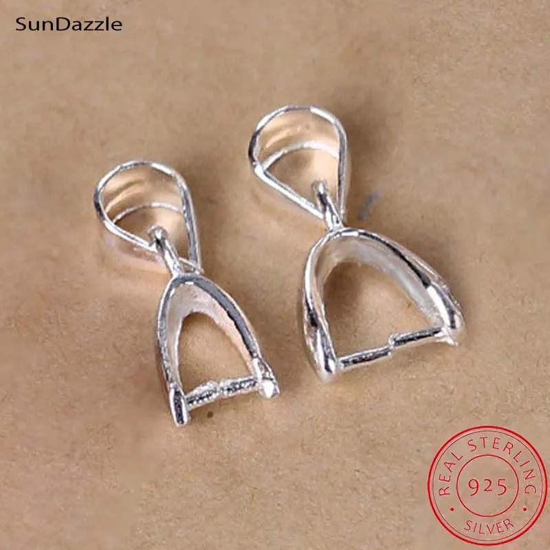 2pcs Real Solid 925 Sterling Silver Pendant Clip Clasp Pinch Hook Pin Beads Connectors Jewelry Making Findings