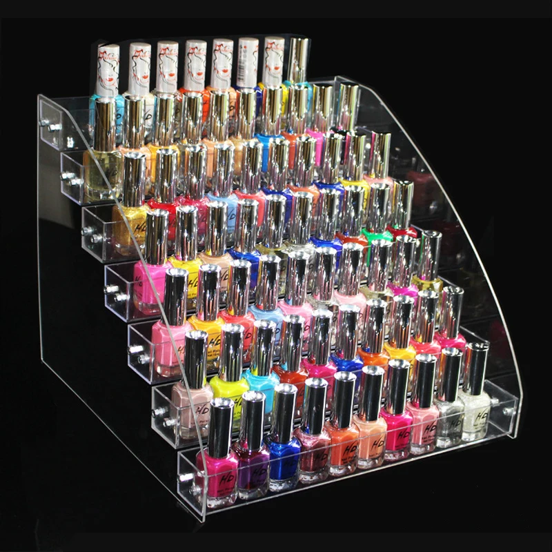 

New Fashion Nail Tools Clear Transparent Acrylic Nail Polish Salon Exhibition Wall 7 Layers Nail Polish Rack Storage Shelf