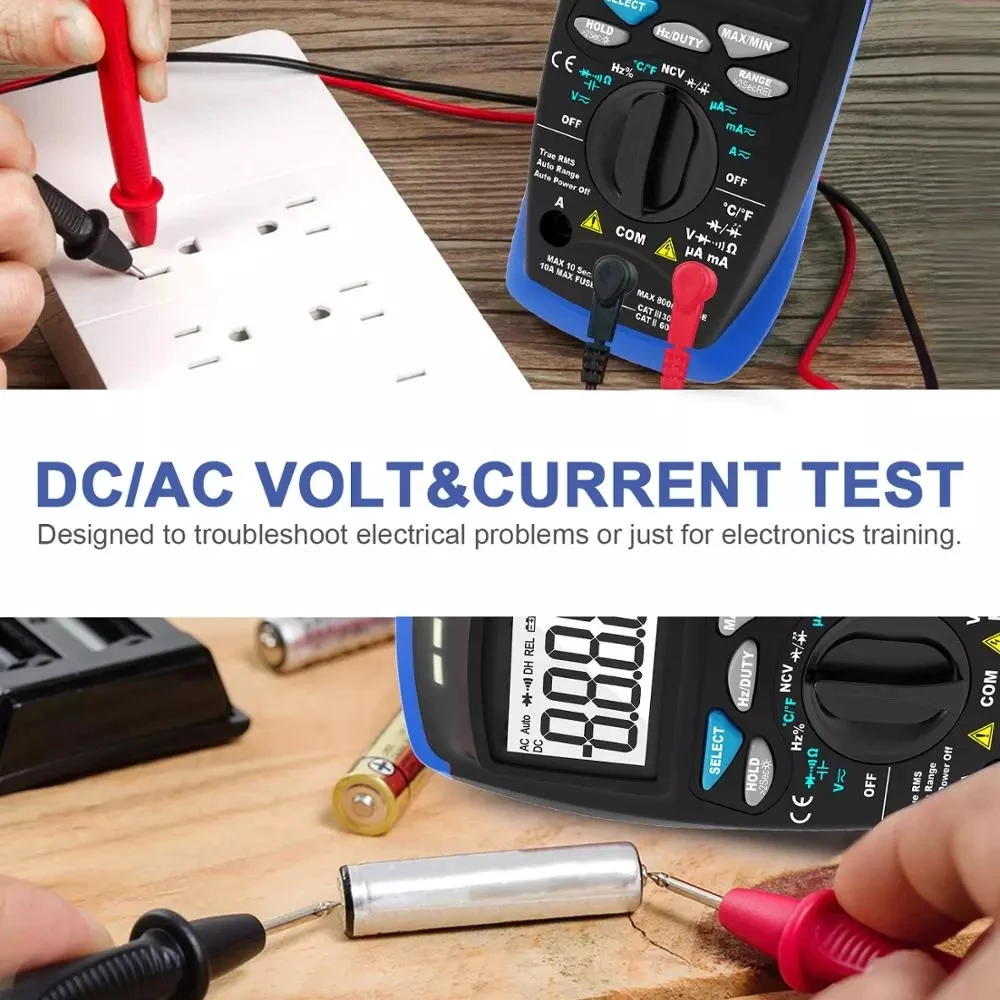 Holdpeak 41B 6000 Counts Voltmeter Ammeter for AC DC Volt &Current, Capacitance,Temp and Diode Tester Electrical Tester with