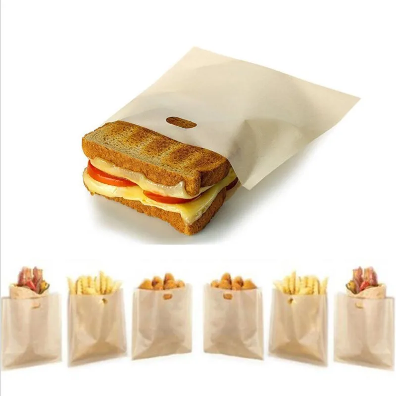 6PCS Reusable Toaster Toastie Bread Sandwich Toast Bags for Grilled Cheese Sandwiches Pockets Toasty Toastabags Kitchen Tools