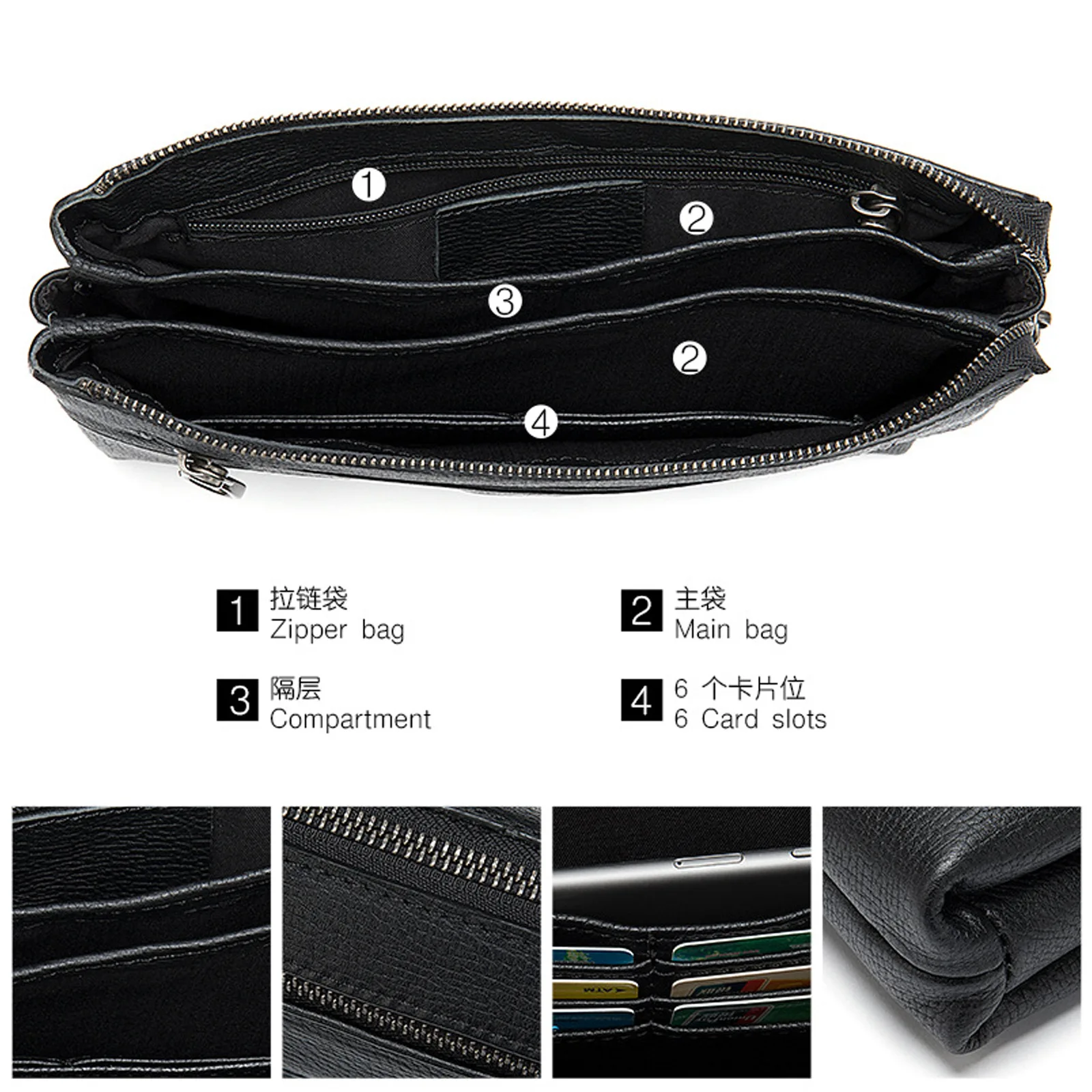 First layer cowhide man bag for man  Horizontal Square business commuting men·s wallet   Japanese and Korean wrist strap man bag