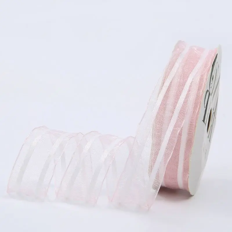 1 '25mm Stripe Tulle Ribbon 20 yards DIY Handmade Material Tiaras Bow Knot Gift Wrap Footwear Hat Accessories