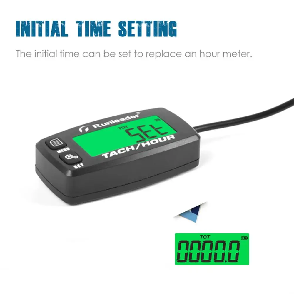 Inductive Tachometer Track Oil Change Hour Meter Backlit Digital Tach Hour Meter  for 2 or 4 stroke gasoline engine maintenance,