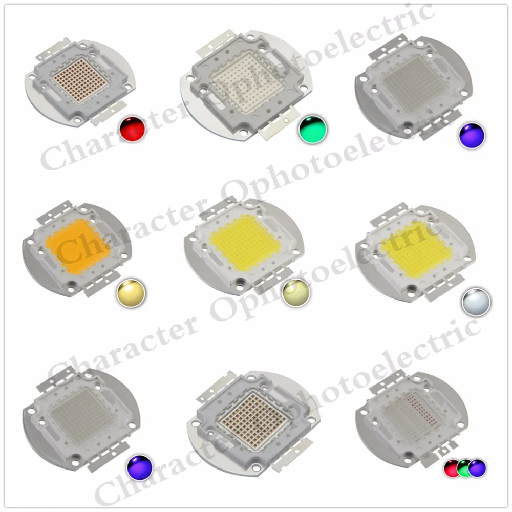 5PCS High Power LED Chip 100W Natural Cool Warm White Red Blue Green UV RGB IR Full Spectrum 660nm 445nm   for Floodlight