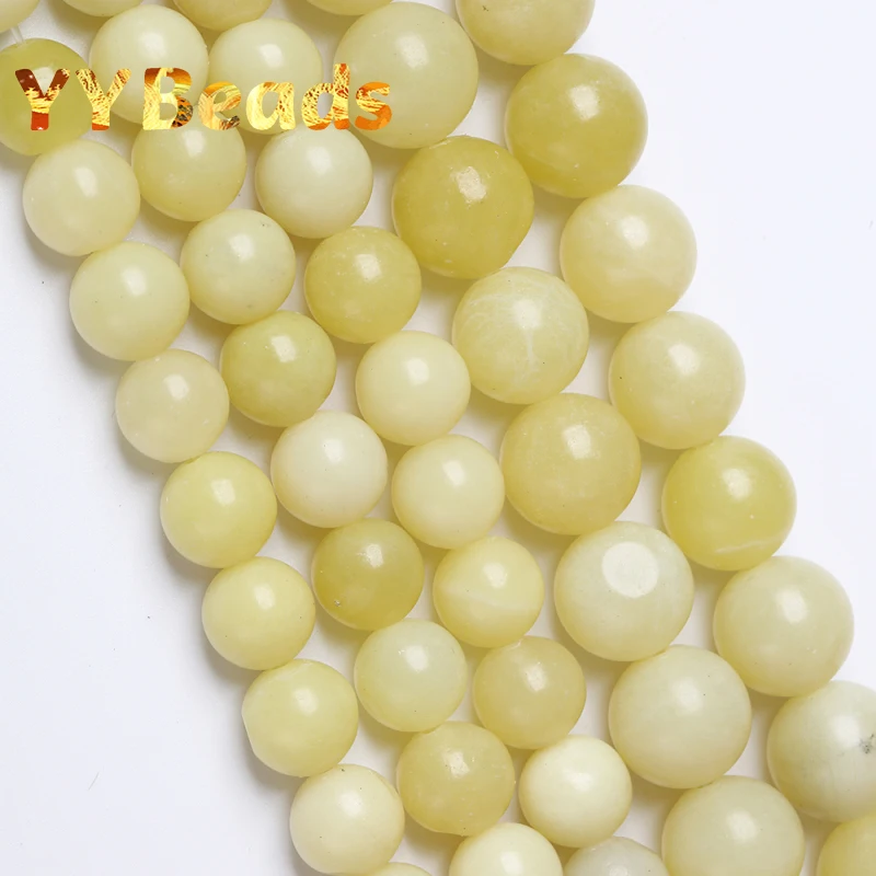 Natural Lemon Yellow Jades Beads Light Yellow Jaspers Round Loose Beads For Jewelry Making Bracelet Women Necklace 4 6 8 10 12mm