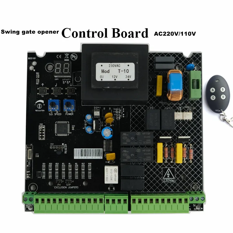 Placa de circuito PCB de 220V y 110V, placa de Control para abridor automático de portón oscilante, brazos dobles individuales, abridor de puerta