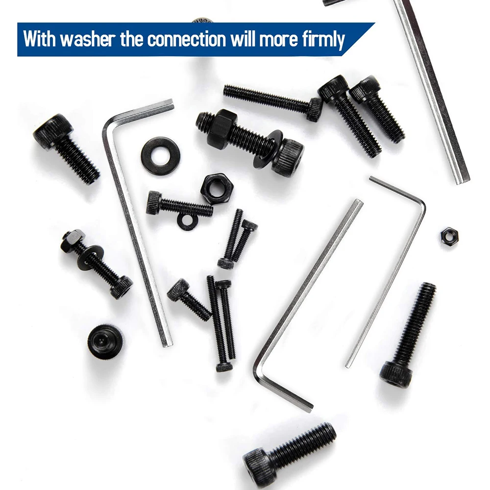 Imagem -02 - Hex Socket Screw Conjunto Parafusos de Cabeça Chata de Aço Carbono Parafusos e Porcas Variedade Kit com Caixa de Armazenamento 1060 Pcs m2 m3 m4 m5