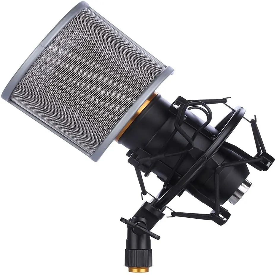 Mic Large Foam Cover Microphone Windscreen with Shock Mount for AT2020,MXL,Condenser Microphone,Mic Anti-Vibration Suspension Sh