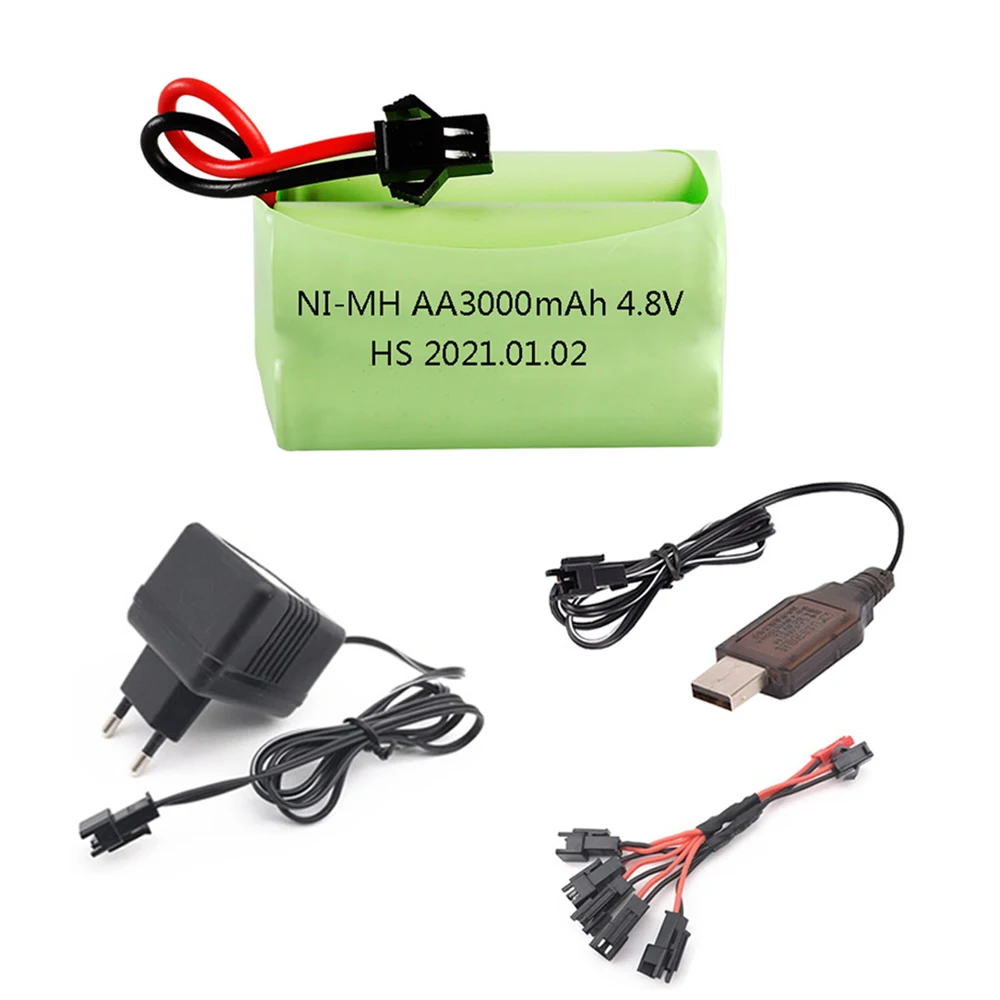 4.8 V قابلة للشحن متولى حسن البطارية والشاحن مجموعة 4.8 V 3000mah AA نيمه بطارية ل Rc لعب سيارات الدبابات الروبوتات قوارب البنادق التبعي