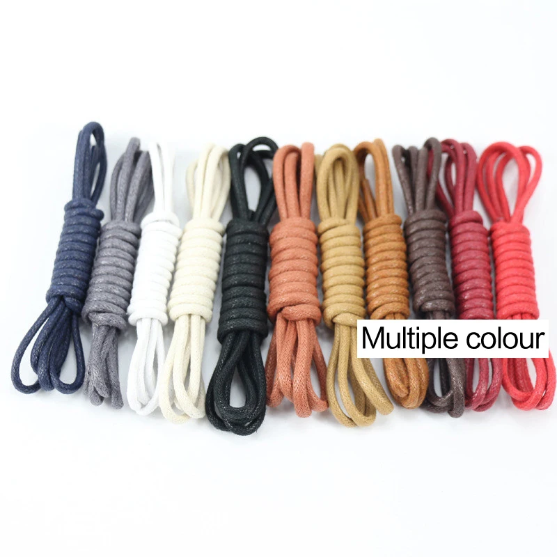 Cordones redondos de algodón encerado para zapatos de cuero, cordón impermeable para botas de hombre, 1 par