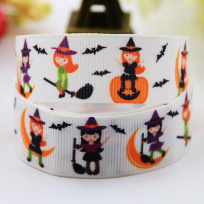 22mm 25mm 38mm 75mm Ruban Halloween haunted pumpkin Cartoon Character printed Grosgrain Ribbon party decoration 10 Yards Mul118