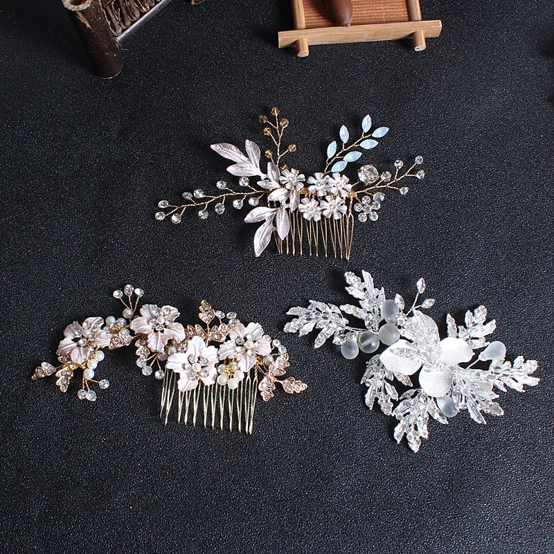 Brosse à cheveux faite à la main pour mariée, accessoires de Studio Photo pour mariage, pinces à cheveux en feuilles et fleurs, coiffure, vente en gros