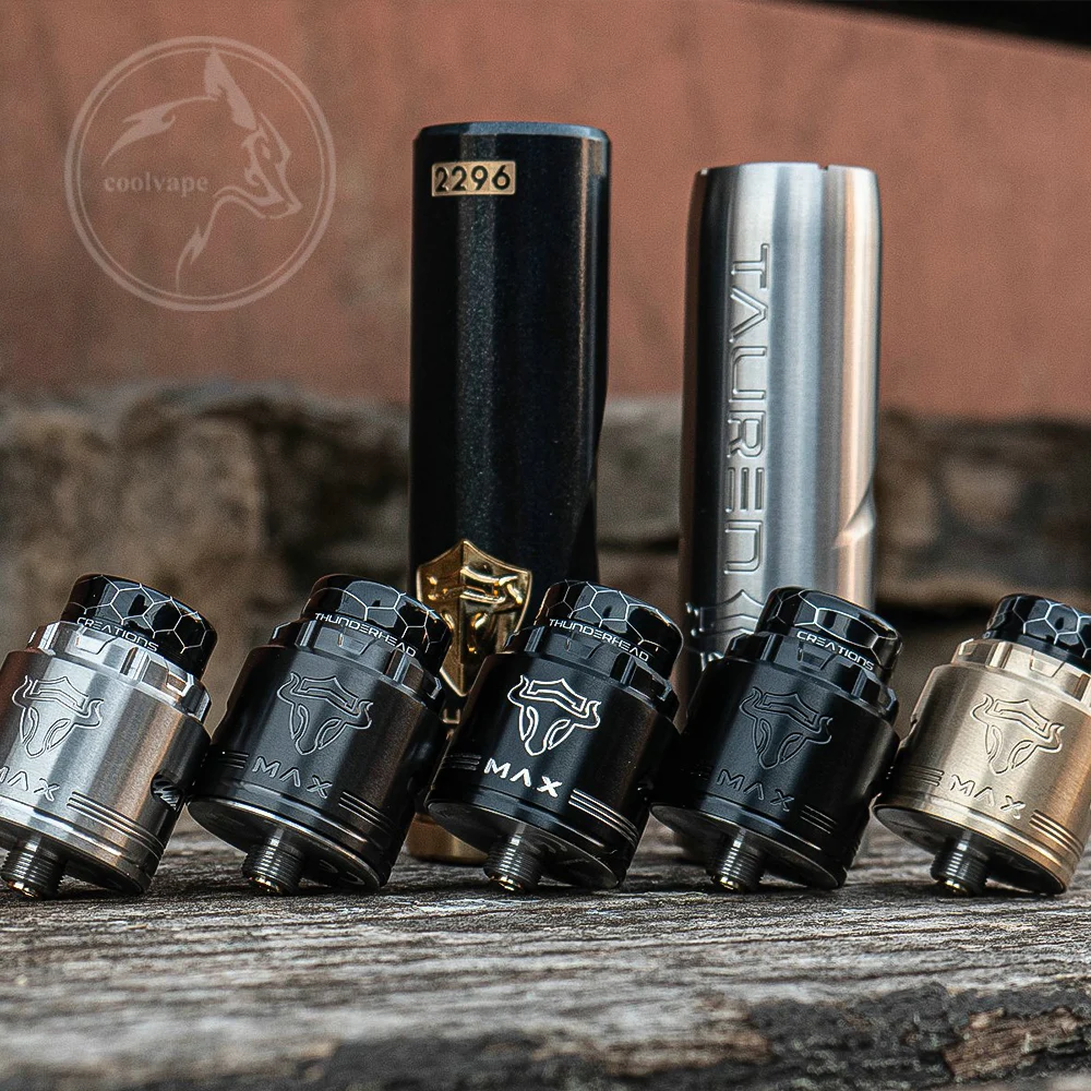 Original THC Tauren Max RDA ThunderHead Creations SS / Brass 2ml 25mm Rebuildable solo Vape Tank Atomizer