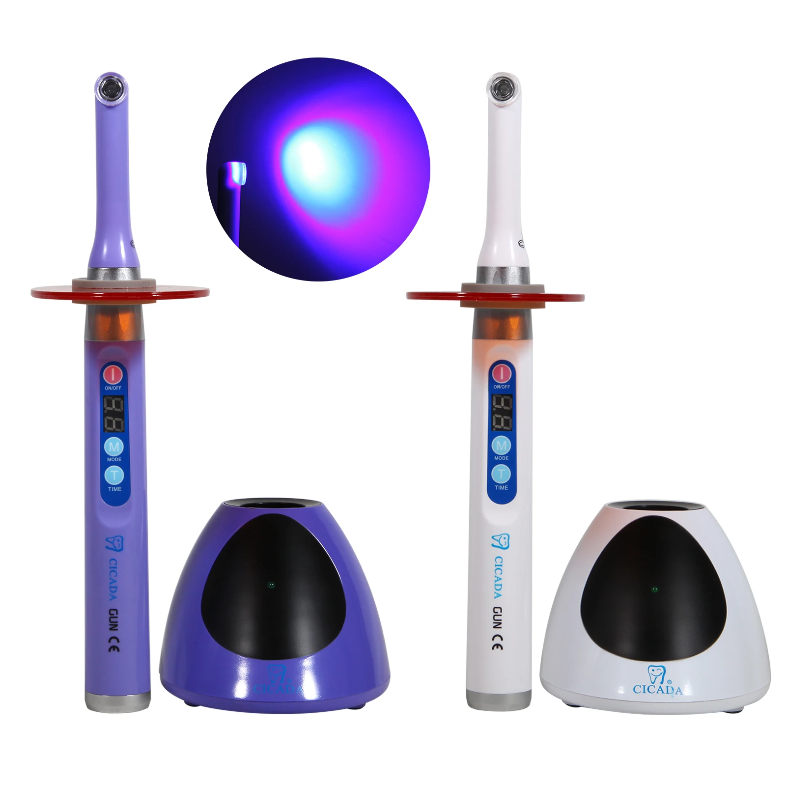 

Dental iLED Wireless LED 1-second Curing Light Lamp 2300MW Handpiece Constant Power Output White/Purple