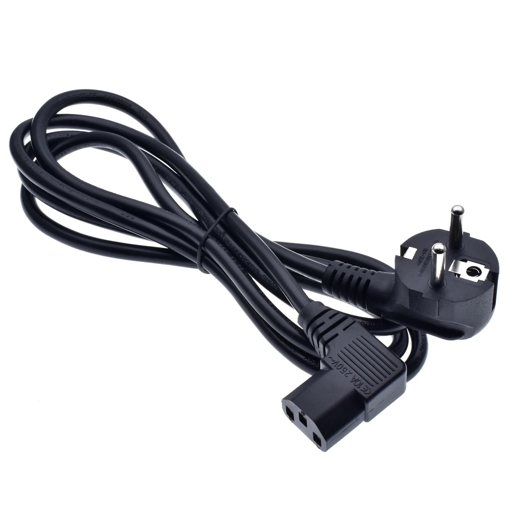 1.8M/6FT C13 IEC Kettle 90 right angle Degree to European 2 pin Round AC EU Plug Power Cable Lead Cord PC 180CM